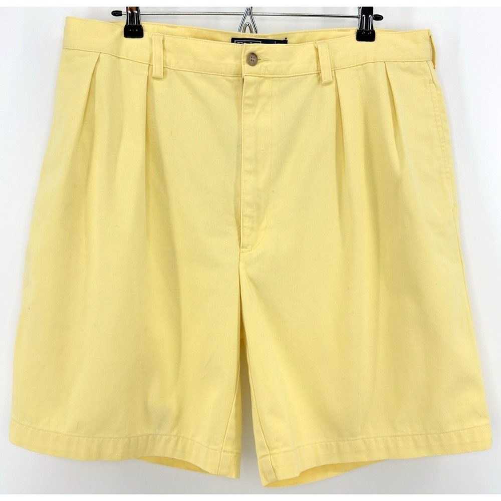 Polo Ralph Lauren Tyler Shorts Men's 38 Yellow Pleated Chino Cotton Casual